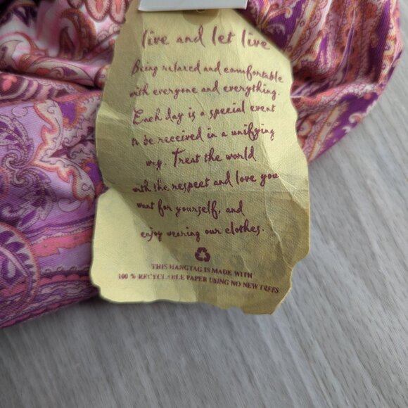 One World Live and Let Live Vibrant Paisley Dress  Purple & Pink Size Large NWT - Picture 4 of 16